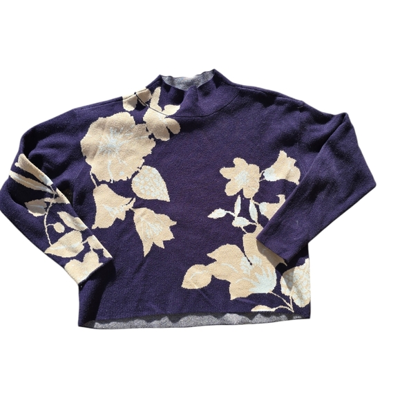 Anthropologie Maeve Carys Jo Faulkner Mock Neck Floral Sweater Size Small - Picture 3 of 6